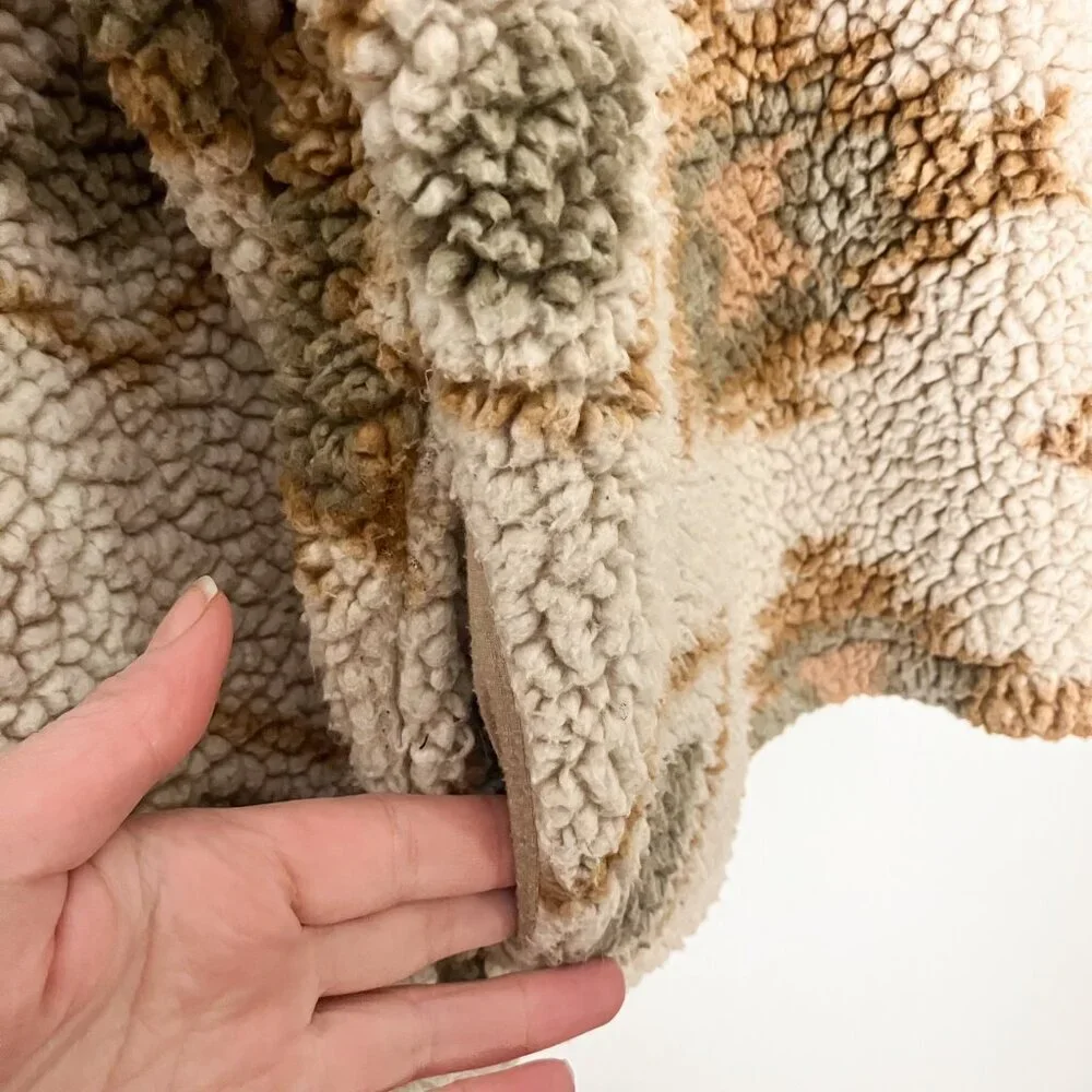 Nordstrom Thread & Supply Cream and Brown Fleece Jacket Size Medium - Picture 4 of 8